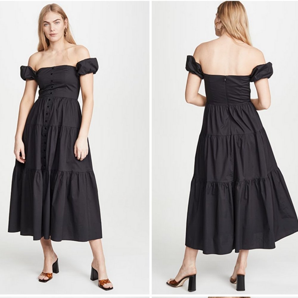 STAUD Elio Off-the-shoulder Midi Dress 12